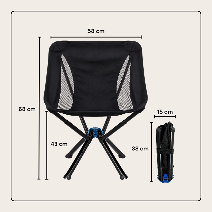 Autwild Campingstuhl - Mini-Packmaß, nur 1700 g, patentiertes QuickClick-System, in 10 Sekunden aufgebaut & bis 150 kg belastbar