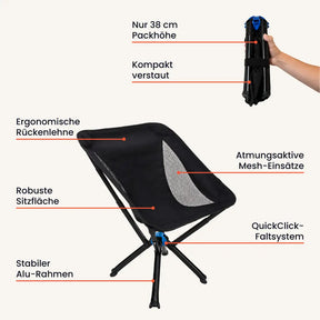 Outdoor-Komfortstuhl – kompakt, bequem & in 10 Sekunden bereit
